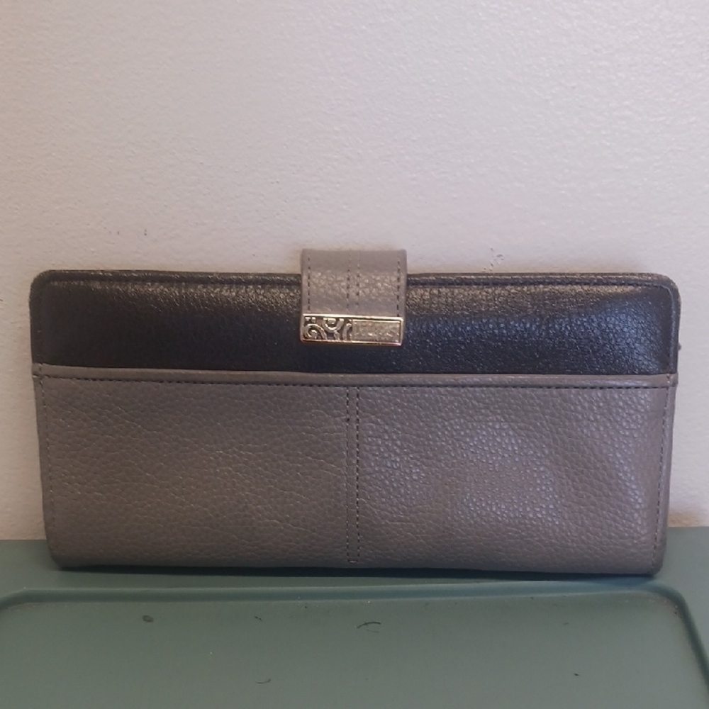 Brighton Black and Gray Leather Wallet